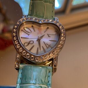 BMW Silver and Tan Heart-Shaped Watch